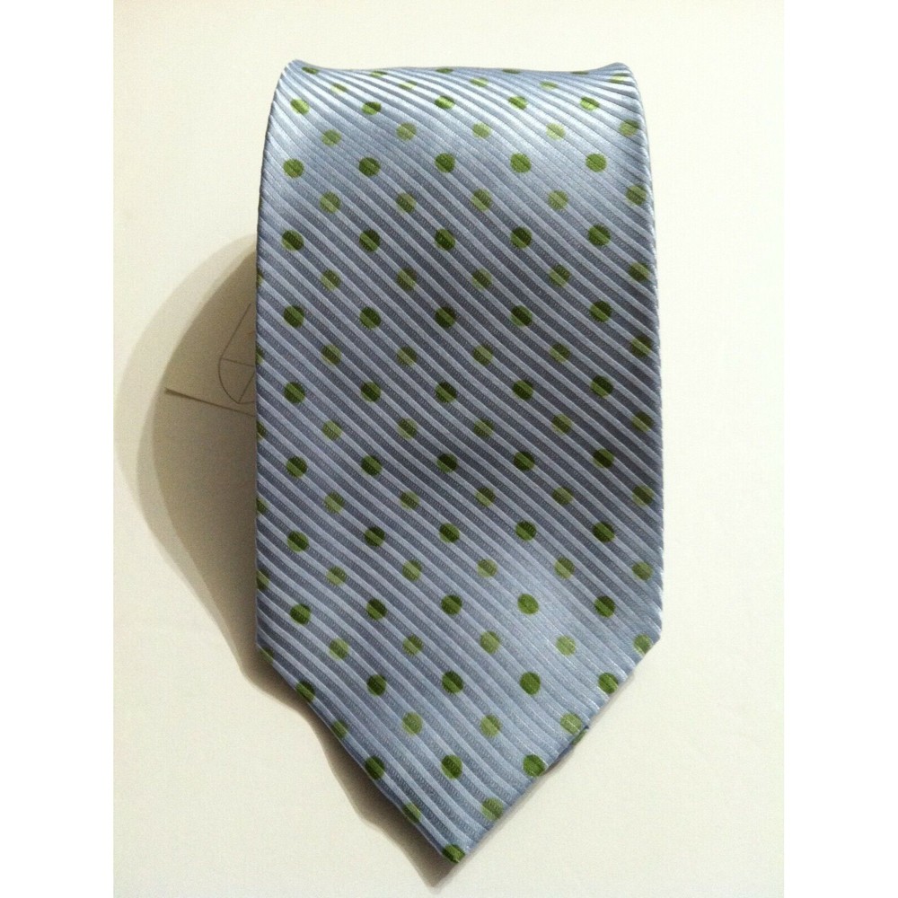 DOLCEPUNTA MENS NEW BLUE 100%SILK POLKA DOT NECK TIE 4" X 60 1/2"  MADE IN ITALY